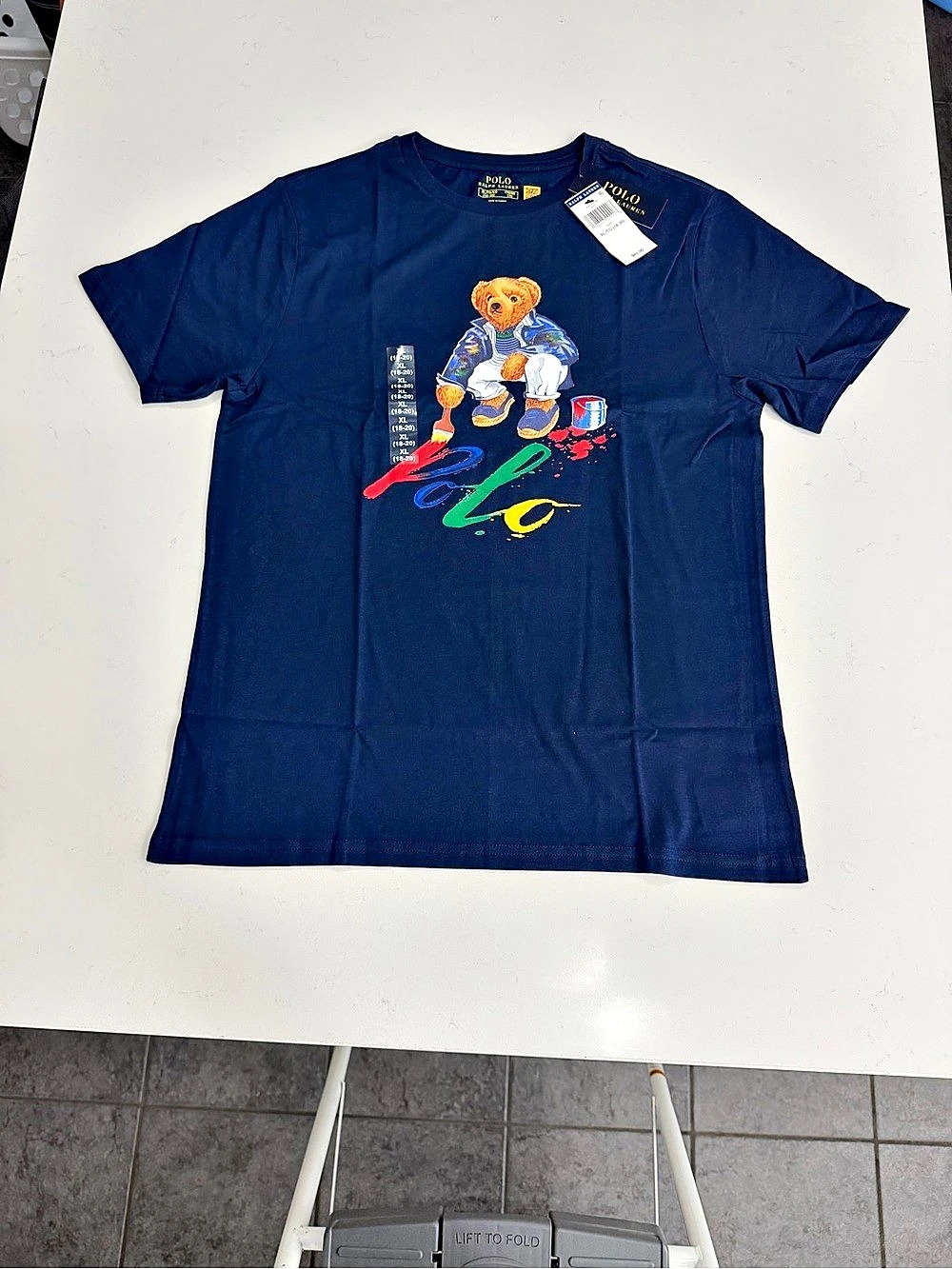 Polo Ralph Lauren Boys Paint Polo Bear Cotton Jersey T-Shirt Blue XL